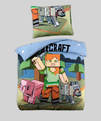 Minecraft Themed Kids Single Duvet Cover 3pcs Complete Set