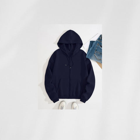 Essential Comfort: Plain Classic Hoodie, Unisex Navy Blue