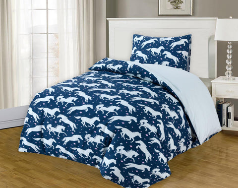 Running Horse Single Duvet Cover 3pcs Complete Set