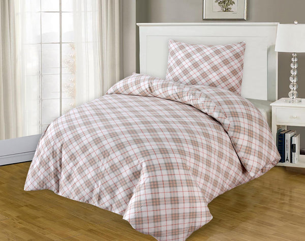 Brown Checkered Single Duvet Cover
