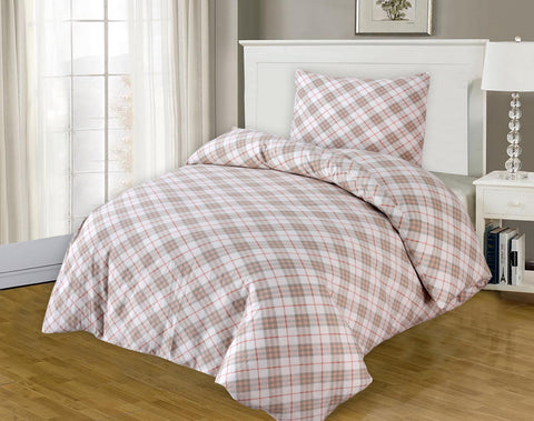 Brown Checkered Single Duvet Cover