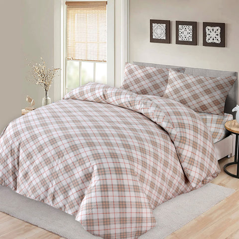 Brown Checkered Double Duvet Cover