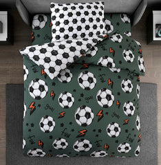 Football Themed Kids Single Duvet Cover 3pcs Complete Set